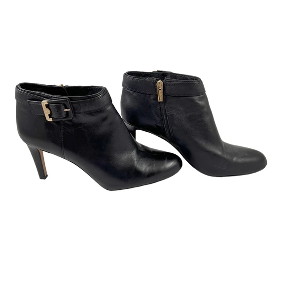 Vince Camuto Shoes - Vince Camuto Black Leather Ankle Boots with Gold Accent